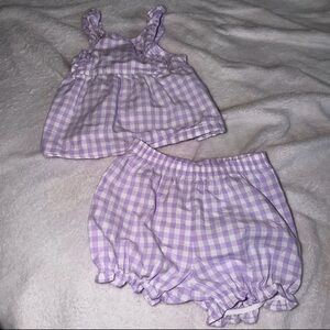 Carters Plaid Purple Set Tank Top and Shorts 9 Months Girls Outfit Baby Toddler